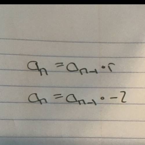 What is the rescursive formula for this geometric sequence?  7, -14, 28, -56