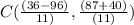 C(\frac{(36-96)}{11)},\frac{(87+40)}{(11)})