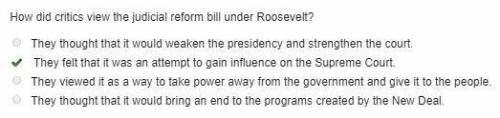 How did critics view the judicial reform bill under roosevelt?