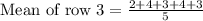\text{Mean of row 3}=\frac{2+4+3+4+3}{5}