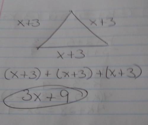 What is the perimeter of an equilateral triangle if each side is (x+3)?