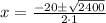 x=\frac{-20\pm\sqrt{2400}}{2\cdot 1}