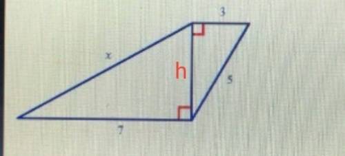 Find the unknown side length, x. write your answer in simplest radical form. a. 4 b. square root of