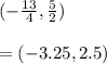 (-\frac{13}{4},\frac{5}{2})\\\\=(-3.25,2.5)