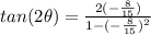 tan(2\theta)=\frac{2(-\frac{8}{15})}{1-(-\frac{8}{15})^{2}}