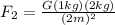 F_2 = \frac{G(1kg)(2kg)}{(2m)^2}