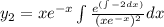 y_2 =  xe^{-x} \int\frac{ e^{(\int -2  dx)} }{ (xe^{-x})^2 }dx