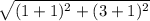 \sqrt{(1+1)^{2}+(3+1)^{2}  }