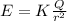 E=K\frac{Q}{r^{2}}