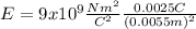 E = 9x10^{9} \frac{Nm^{2} }{C^{2} } \frac{0.0025C}{(0.0055m)^{2}}