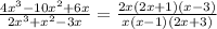 \frac{4x^3-10x^2+6x}{2x^3+x^2-3x}=\frac{2x(2x+1)(x-3)}{x(x-1)(2x+3)}
