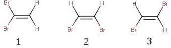There are 3 different possible isomers of a dibromoethene molecule. what are these isomers?