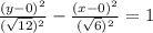 \frac{(y-0)^2}{(\sqrt{12})^2}-\frac{(x-0)^2}{(\sqrt{6})^2}=1