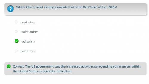 Which idea is mostly associated with the red scare of the 1920s
