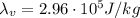 \lambda_v = 2.96\cdot 10^5 J/kg