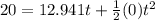 20=12.941t+\frac{1}{2}(0)t^2