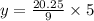 y=\frac{20.25}{9}\times 5