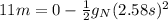 11m=0-\frac{1}{2}g_{N}(2.58s)^{2}