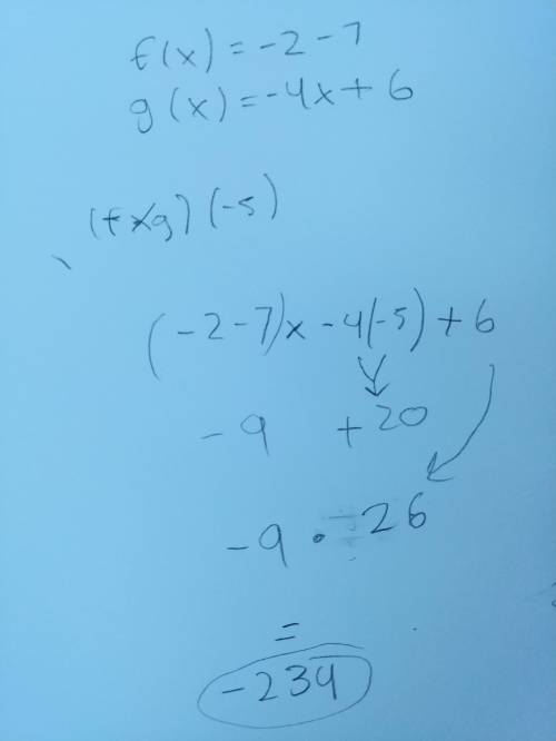 Let f(x)=-2-7 and g(x)= -4x+6. find (f*)