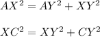 AX^2=AY^2+XY^2\\ \\XC^2=XY^2+CY^2