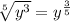 \sqrt[5]{y^{3}}=y^{\frac{3}{5}}