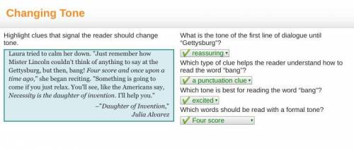 Highlight clues that signal the reader should change tone. laura tried to calm her down. just remem