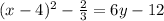 (x-4)^2-\frac{2}{3}=6y-12
