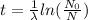 t = \frac{1}{\lambda}ln(\frac{N_0}{N})