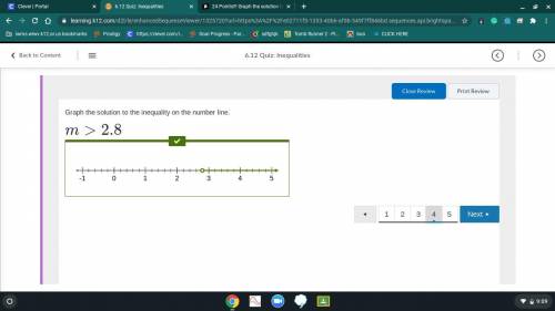 24 !   graph the solution to the inequality on the number line. m >  2.8