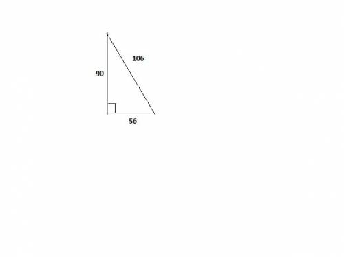 If a triangle has side lengths of 56, 90, and 106, then determine which number correlates to the leg