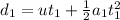 d_1 = u t_1 + \frac{1}{2}a_1 t_1^2