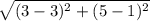 \sqrt{(3-3)^{2}+(5-1)^{2}}