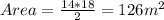 Area = \frac{14*18}{2}=126 m^2
