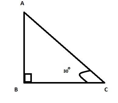 In a right triangle where one of the angles measure 30° what is the ratio of the length of the side