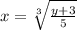 x = \sqrt[3]{\frac{y+3}{5} }