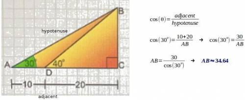 Trigonometric functions . what is the length of side ab?  type the correct answer rounded to one dec