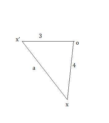 Triangle xyz is translated 4 units up and 3 units left to yield δx'y'z'. what is the distance betwee