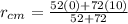 r_{cm} = \frac{52(0) + 72(10)}{52 + 72}