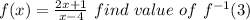 f(x)= \frac{2x+1}{x-4} \,\,find \,\,value\,\,of\,\, f^{-1}(3)