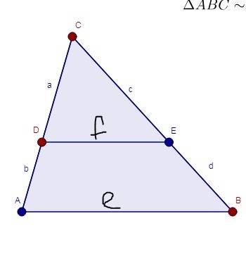 In the figure below, the segment is parallel to one side of the triangle. which of the following is