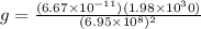 g = \frac{(6.67 \times 10^{-11})(1.98 \times 10^30)}{(6.95 \times 10^8)^2}