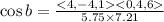 \cos b=\frac{< 4,-4,1 < 0,4,6 }{5.75 \times 7.21}