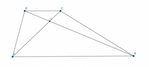 Ntrapezoid abcd with bases ab and dc , diagonals intersect at point o. find the length of diagonal b