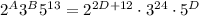 2^A3^B5^{13}=2^{2D+12}\cdot3^{24}\cdot5^D