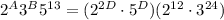 2^A3^B5^{13}=(2^{2D}\cdot5^D)(2^{12}\cdot3^{24})
