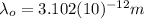 \lambda_{o}=3.102(10)^{-12}m