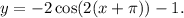 y=-2\cos (2(x+\pi ))-1.