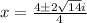 x=\frac{4\±2\sqrt{14}i}{4}