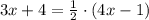 3x+4=\frac{1}{2}\cdot (4x-1)