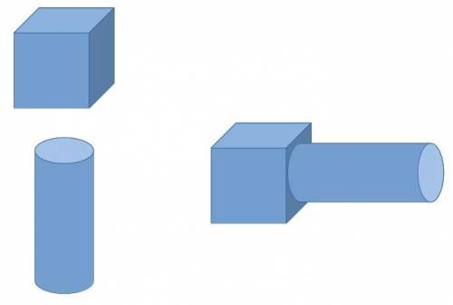 Use a cube and a cylinder to build a new shape. repeat. draw to show how you can combine these two n